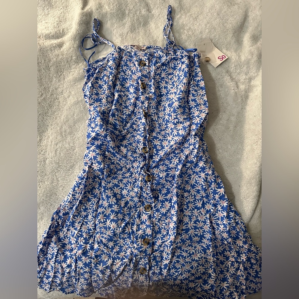 SO Blue Flowery Button Down Sundress